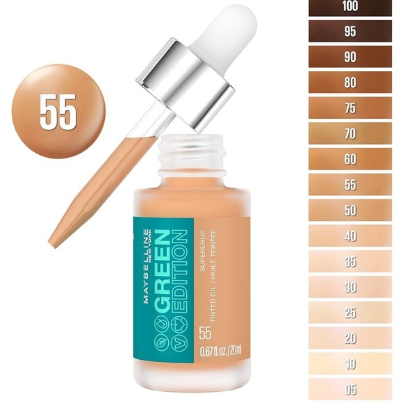 Maybelline Green Edition Superdrop Tinted Oil Base Makeup #55 *New - Picture 2 of 8